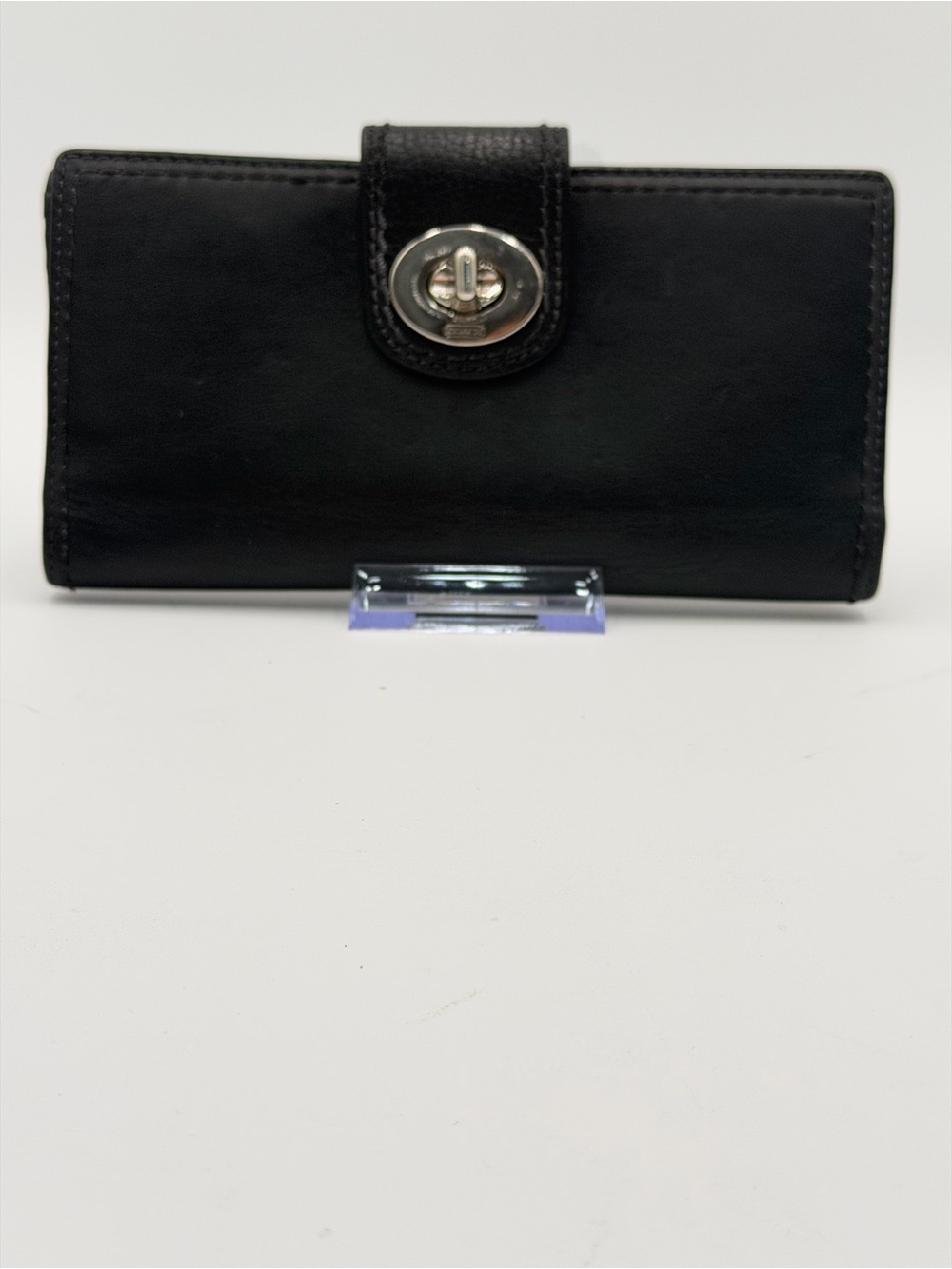 Vintage Coach Black Leather Turnlock Continental Wallet